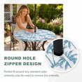 thumbnail image 4 of Round Outdoor Tablecloth with Umbrella Hole and Zipper, Blue Palm Tree Tablecloth with Elastic Waterproof, Coastal Trees Summer Tropical Botanical Patio Table Covers for 55" - 60" Picnic Pool Tables, 4 of 9