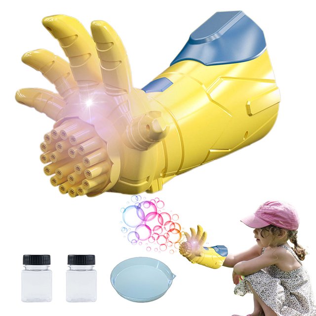 Pistola de burbujas eléctrica para niños, juguete inspirado en la película, máquina de burbujas de jabón para manos con luz, juguete soplador automático, regalo