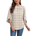 thumbnail image 5 of WIHOLL 3/4 Length Sleeve Womens Tops Pleated Front Blouses for Women Trendy Business Casual Outfits Spring Summer Clothes, 5 of 11