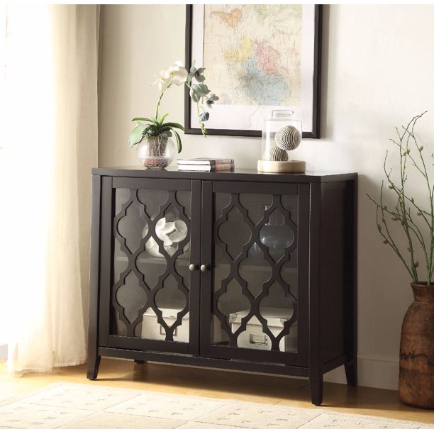 Console Table With 2 Doors, Black