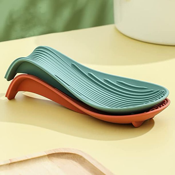 2 uds soporte de silicona para cucharas, soporte para utensilios de cocina, soporte para cucharas resistente al calor, almohadilla para cucharas para cucharón y espátula para el hogar, cocina, restau TUNC Sencillez