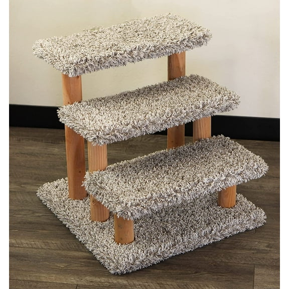 Solid Wood Stairs for Cats and Dogs, Gray Speckled