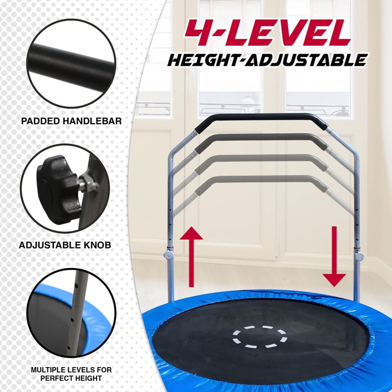 TruJump 48-Inch Mini Trampoline with Handrail for Exercise