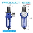 thumbnail image 3 of NANPU Zinc Alloy 3/8" NPT Compressed Air Filter Regulator, 0-150 psi, 2.29 lbs, 3 of 7