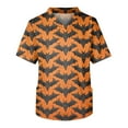 thumbnail image 5 of MLQIDK Halloween Scrub Tops Men Big and Tall Spooky Season Scrub Shirts V Neck Short Sleeve Funny Pumpkin Ghost Bat Printed Nurse Uniforms Fun Workwear Ginger S, 5 of 5