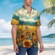 thumbnail image 3 of Balery Field Style Bicycle Young Sunflower Camisas hawaianas de manga corta para hombre, camisas playeras de corte holgado, camisas de vacaciones con botones,Large, 3 of 7