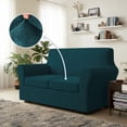thumbnail image 7 of Spandex Stretch 3 Pieces Loveseat Cover Water Repellent Couch Cover 2 Cushion Sofa for Pet Super Soft Sofa Slipcovers for Living Room Easy Fit Furniture Protector Washable(Dark Teal), 7 of 7