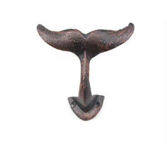 Rustic Copper Cast Iron Decorative Whale Tail Hook 5" - Decorative Wall Hook - Coastal Living