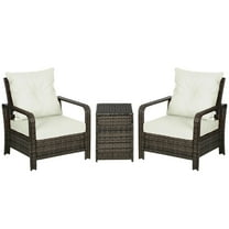 Resenkos 3 Pieces Patio Furniture, Outdoor Sectional Furniture, PE Rattan, Beige