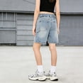 thumbnail image 5 of ZHANGDER Girls Jean Shorts Baggy Wide Leg Washed Denim Shorts Trendy Y2k Vintage Bermuda Jorts, Blue 7-8 Years, 5 of 6