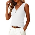 thumbnail image 6 of Sleeveless T-Shirt For Women's Summer Loose Sleeveless Button V-Neck Shirt Knitted Tank Tops White XL, 6 of 6