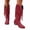 Red, variant on Women’s Fringe Western Cowboy Boots, Embroidered Knee High Boots with Beaded Tassels, Vintage Style Footwear for Country Concerts & Casual Wear, Brown/Red/White