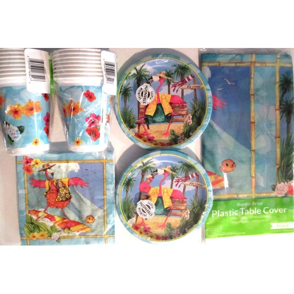 Flamingo Fun - Birthday Party Supply Set Pack Kit W/ 16Oz Plastic Cups