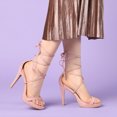 thumbnail image 2 of Sandalias Cordón Arriba Allegra K Plataforma Tacones De Aguja Rosa polvo 39, 2 of 7