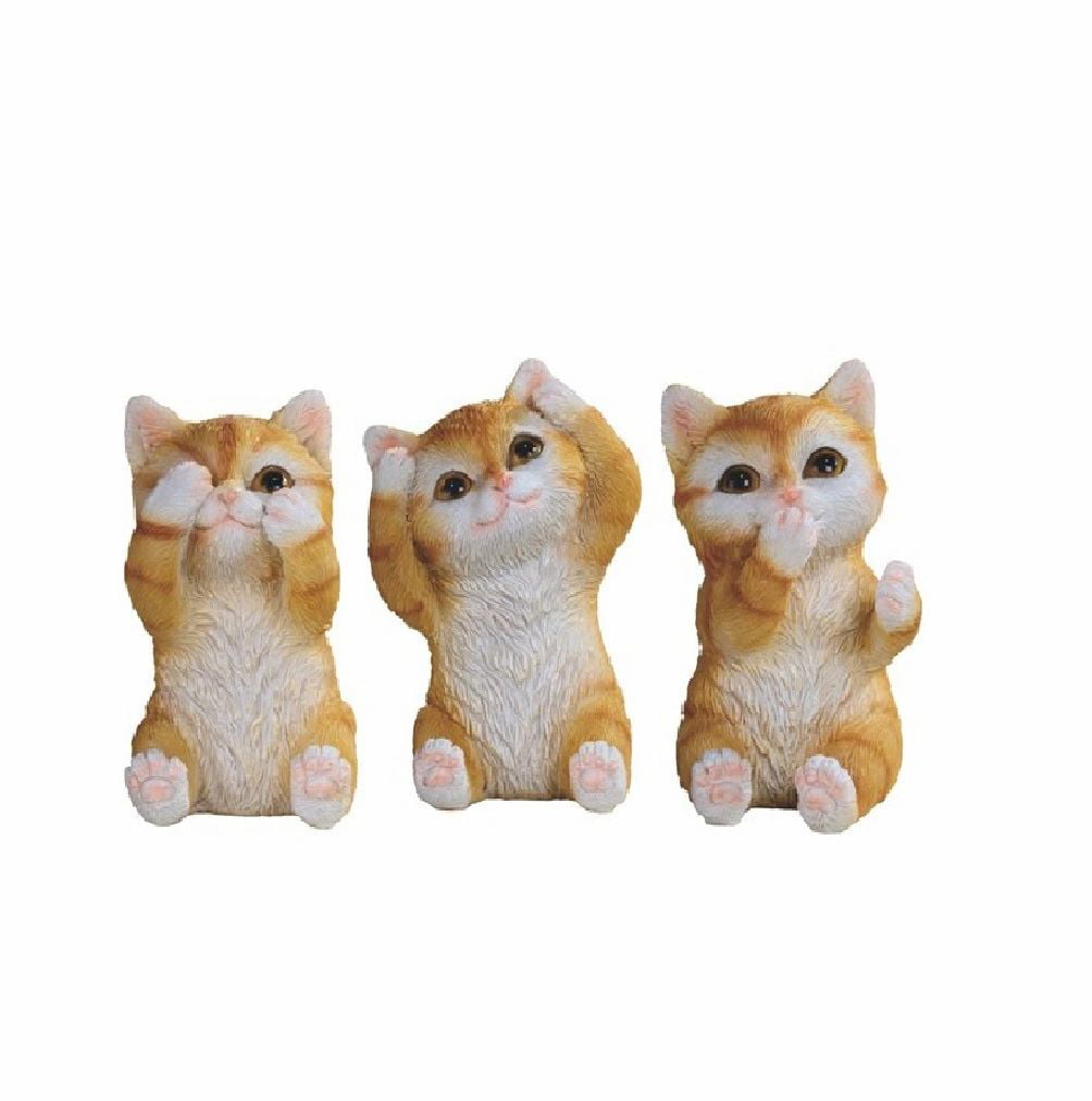 3pc See Hear Speak No Evil Kittie Figurine Statues Collectible Set 4.25" 