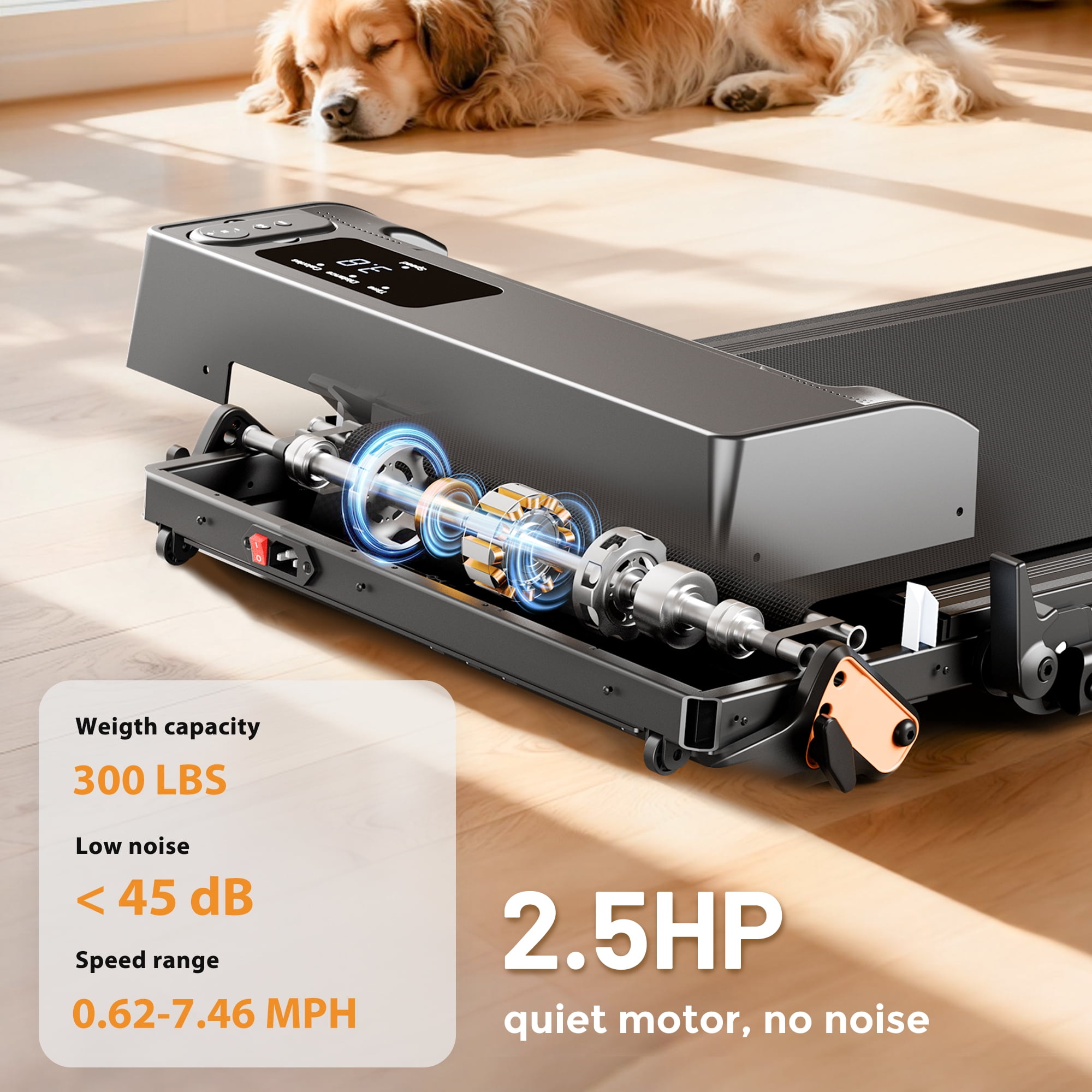 Folding Treadmill with Incline, 2 in 1 Portable Walking Pad with Handle Bar for Home and Office, 2.5 HP Quiet Walking Jogging Running Machine with Remote Control, LED Display