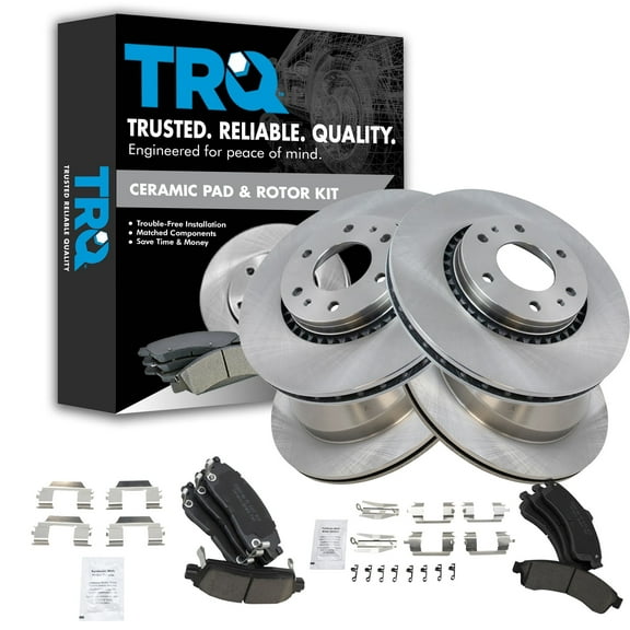 TRQ Premium Ceramic Brake Pad & Rotor Front & Rear Kit Fits Select GM SUV Truck