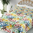 thumbnail image 3 of Ambesonne Emoji Fitted & Top Sheet Set with Sham, Colorful Happy Sports Pattern, Multicolor, 3 of 5