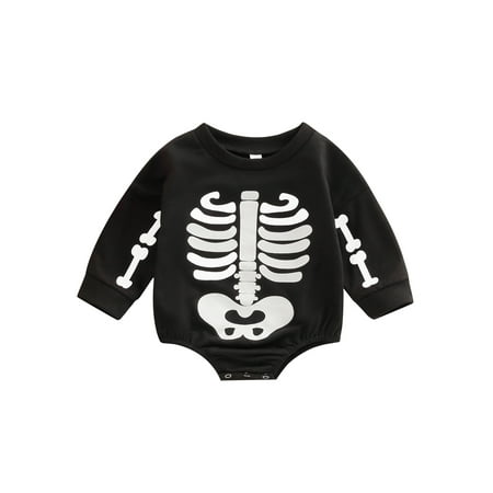 

Halloween Baby Girls Boys Sweatshirt Romper Skeleton Printed Long Sleeve Jumpsuit Newborn Infant Clothes