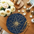 thumbnail image 2 of Round Placemats Abstract Golden Flower 15 inch Set of 2 Table Mats for Dining Table Floral Blue Modern Art Heat Resistant Non-Slip Kitchen & Home Decorative Place Mat Set, 2 of 8