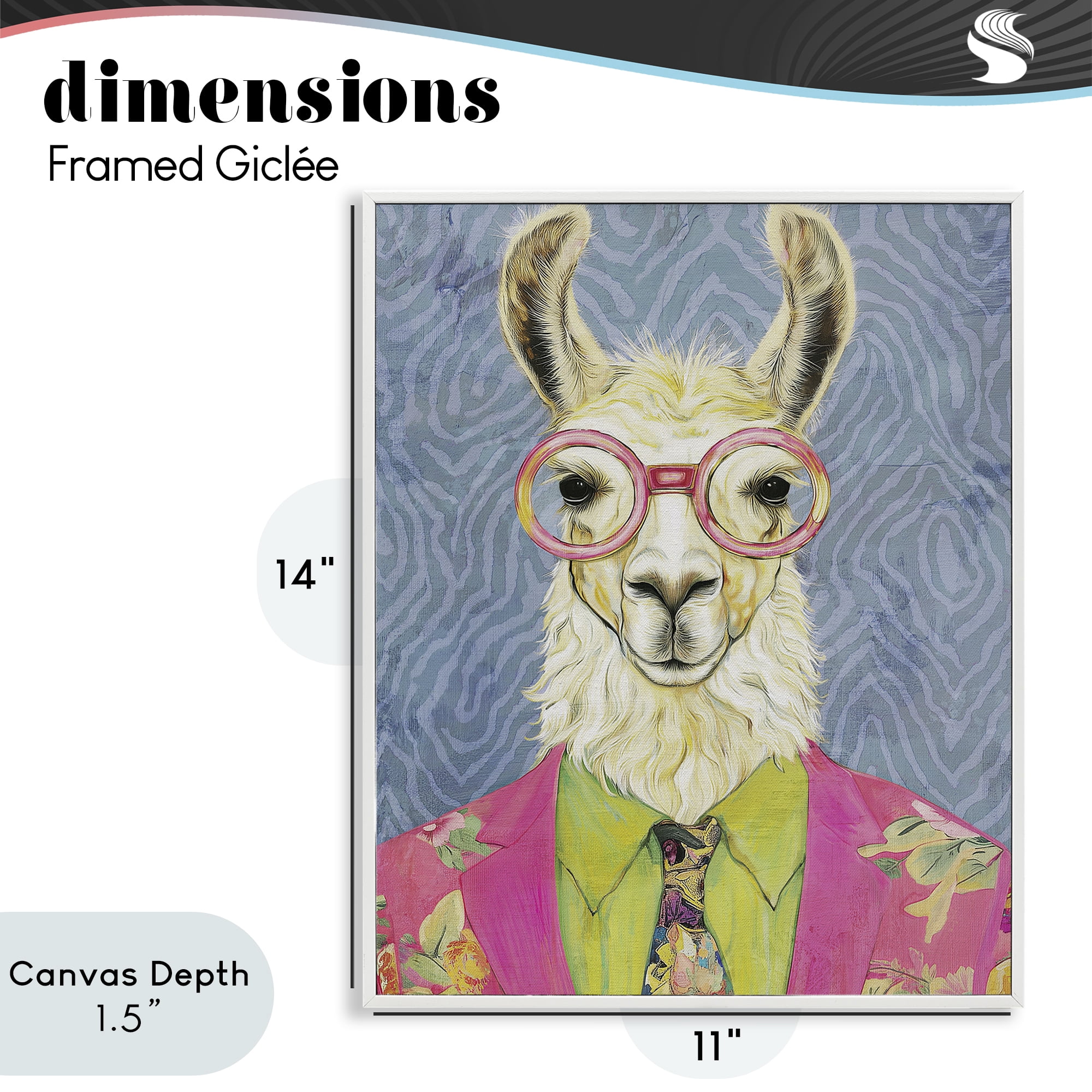 Stupell Industries Bright Gaze Llama White Framed Giclee Art, design by Svetlana Aleynikova