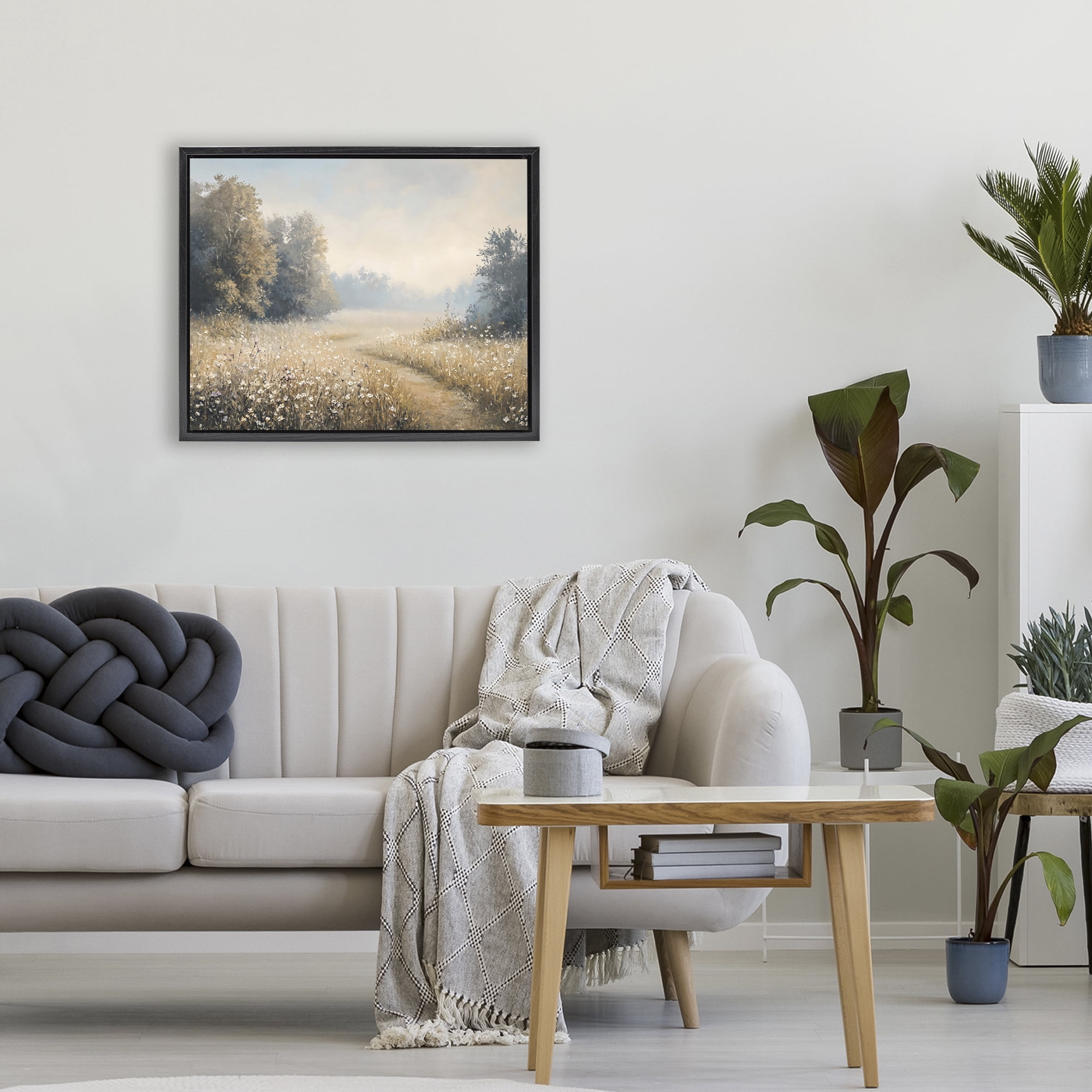 Stupell Industries Wandering Wildflower Path at Dawn Black Framed Floater Canvas Wall Art, design by Creative Studio