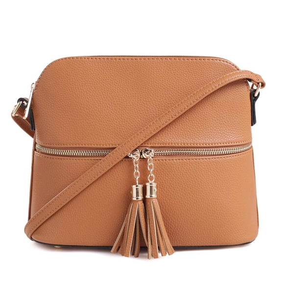SG SUGU Bolso bandolera Lunar ligero de cúpula mediana con borla | Bolsillo con cremallera | Correa ajustable
