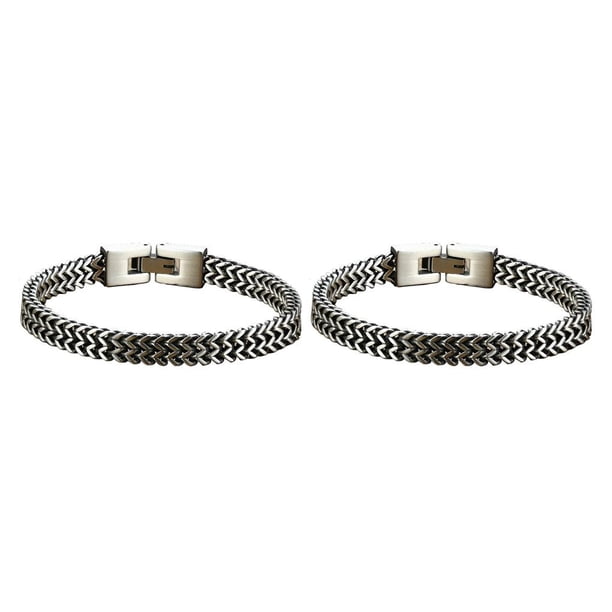 Qarigey de Color sólido de 19cm/21cm, brazalete de acero de titanio, accesorio de moda para hombre, cadena de mano trenzada con hebilla Antiguo 19CM 2Conjunto
