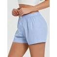 thumbnail image 5 of Mevireiy Y2K Plaid Shorts for Women Elastic Waist Gingham Boxer Pajama Micro Bottoms Sleep Lounge Shorts, Blue, M, 5 of 7