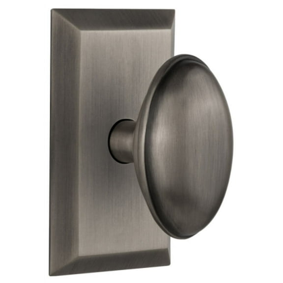 Nostalgic Warehouse Stuhom_Prv_238_Nk Homestead Solid Brass Privacy Door Knob Set - Grey