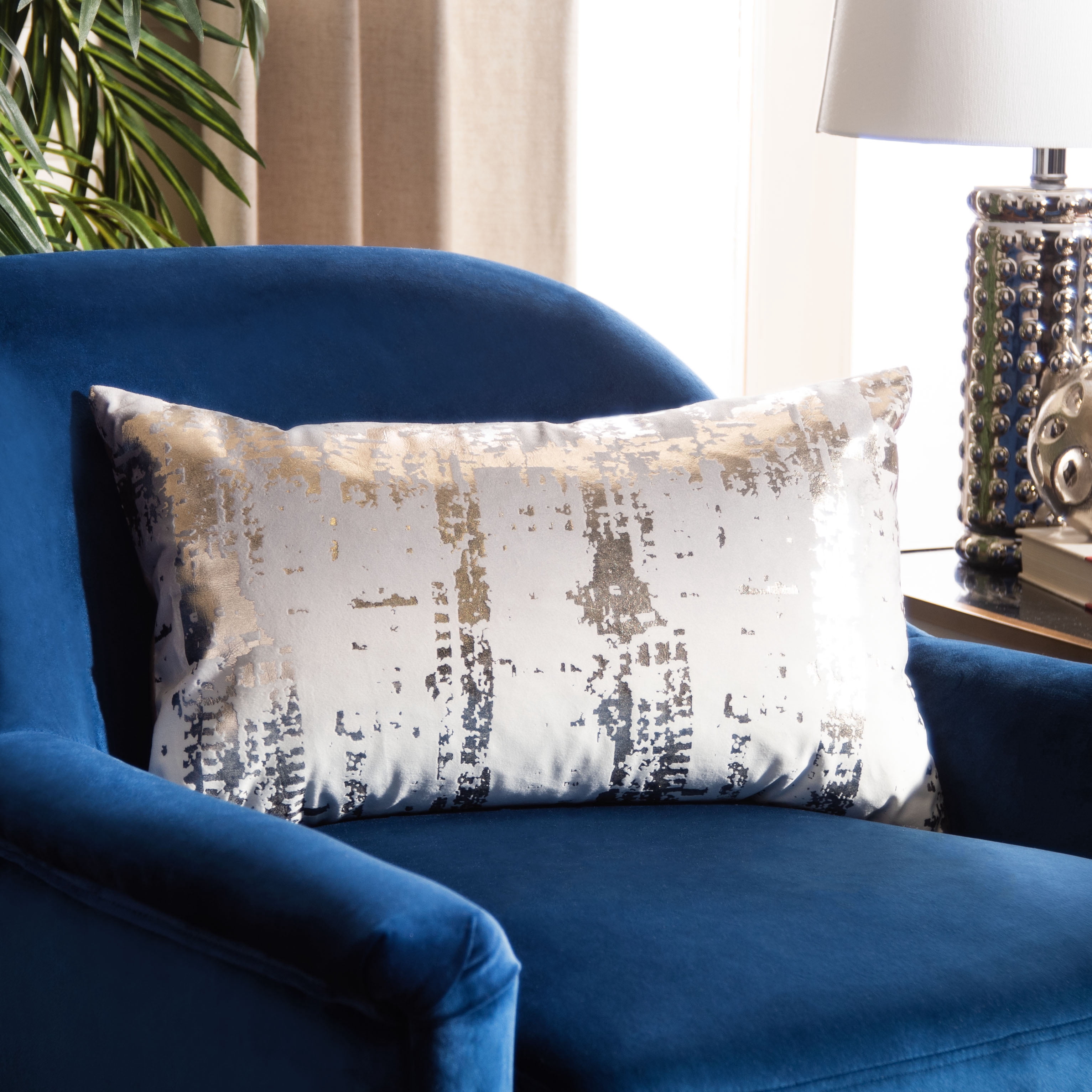 Safavieh Rensia Abstract Decorative Pillow, 12" x 20", Silver/Beige