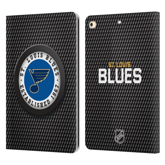 Head Case Designs Officially Licensed NHL St Louis Blues Puck Texture Leather Book Wallet Case Cover Compatible with Apple iPad 9.7 2017 / iPad 9.7 2018