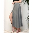 thumbnail image 2 of Doublju Women's Slit Front Color Buttoned Closure Maxi Skirt With Plus Size, 2 of 5