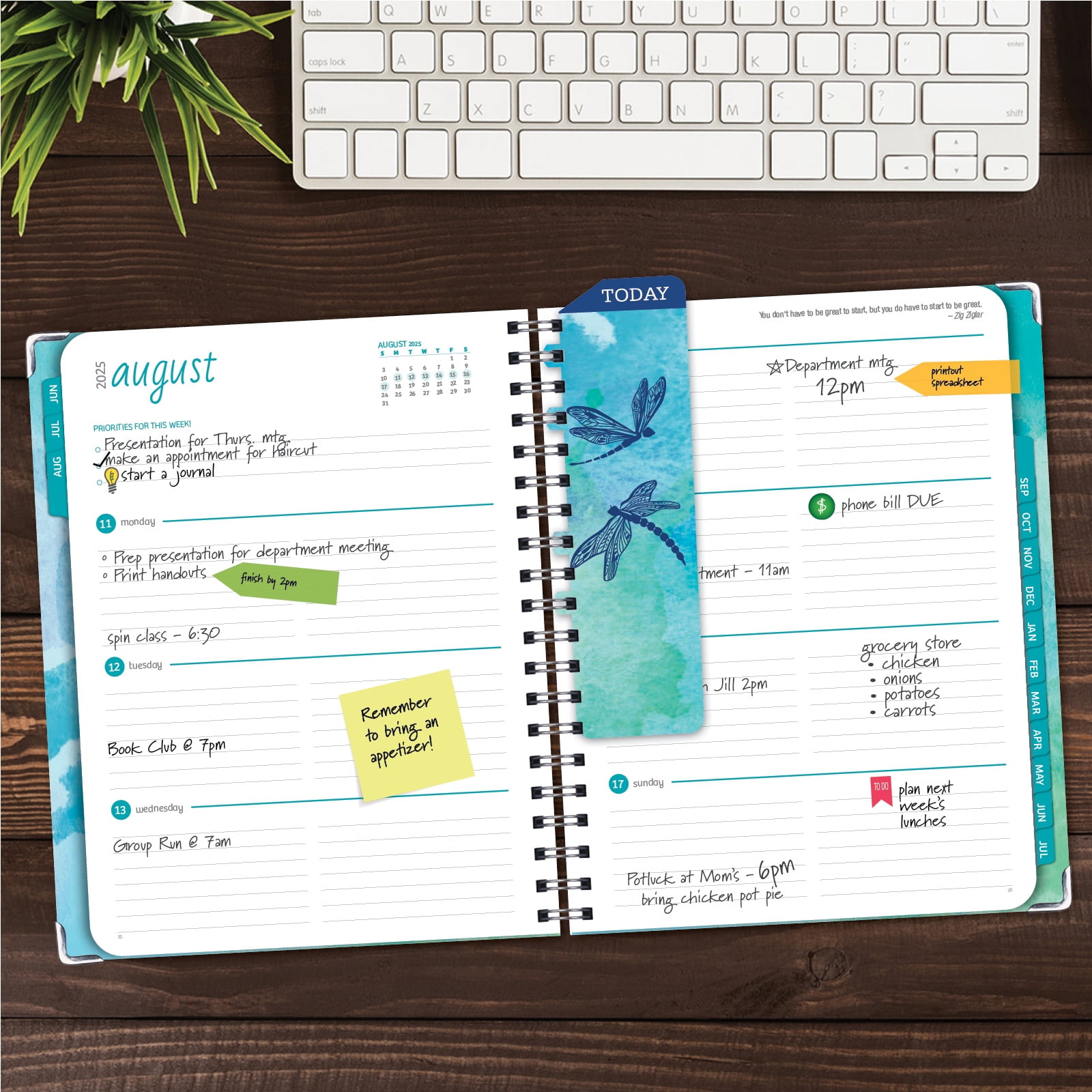 Academic Year 2025-2026 Planner, June 2025 - July 2026, 8.5"x11" Daily Weekly Monthly Planner Yearly Agenda, Hardcover, Bookmark, Pocket Folder and Sticky Note Set (Dragonflies)