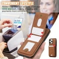 thumbnail image 5 of for iPhone 13 Pro Wallet Case with Shoulder Lanyard Strap, Crossbody Phone Case with Card Holder Slots for Women Girls, Luxury PU Leather Flip Stand Purse Cover Shockproof Case, Brown, 5 of 9