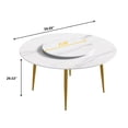 thumbnail image 7 of Magic Home 59” White Sintered Stone Round Dining Table with 31.5” White Slate Round Turntable for 6 People with Gold Sturdy Metal Legs, 7 of 7