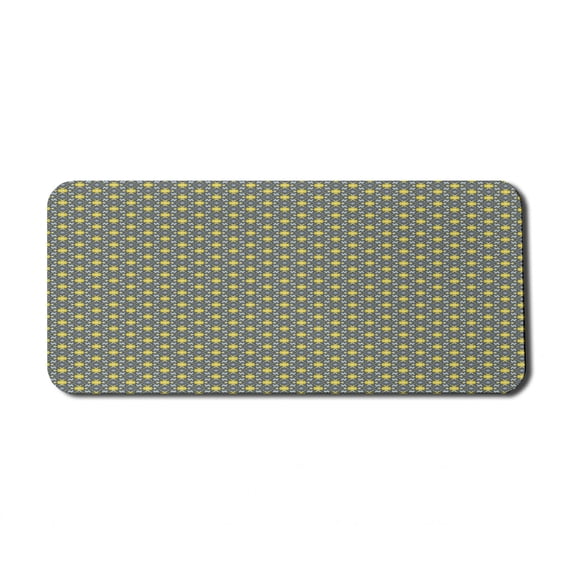 Abstract Computer Mouse Pad, Surreal Structure of Geometric Pointy Shapes Graphical, Rectangle Non-Slip Rubber Mousepad X-Large, 35" x 15" Gaming Size, Mustard Dimgray, by Ambesonne