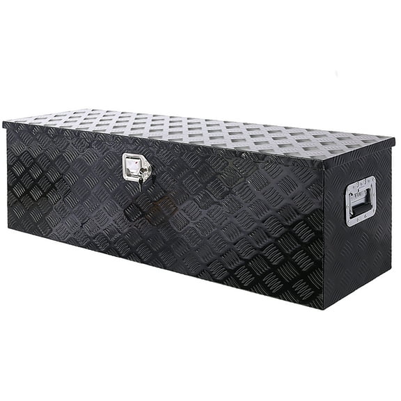 48 Inch Aluminum Heavy Duty Truck Bed Tool Box 5 Bar Tread Waterproof Outdoor Trailer Pickup Underbody Toolbox With Lock Keys