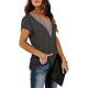 thumbnail image 4 of Blusa de manga corta, cuello en V, manga de pétalo, blusa con mangas de pétalo, blusa de encaje de guipur, máxima comodidad, 4 of 5