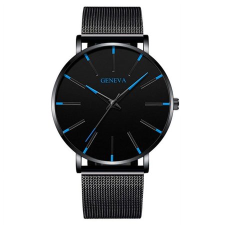 reloj hombre 2023 Watch Men Minimalist Ultra Thin Watches Men's Fashion Stainless Steel Mesh Belt Quartz Watch relogio masculino M Black Blue