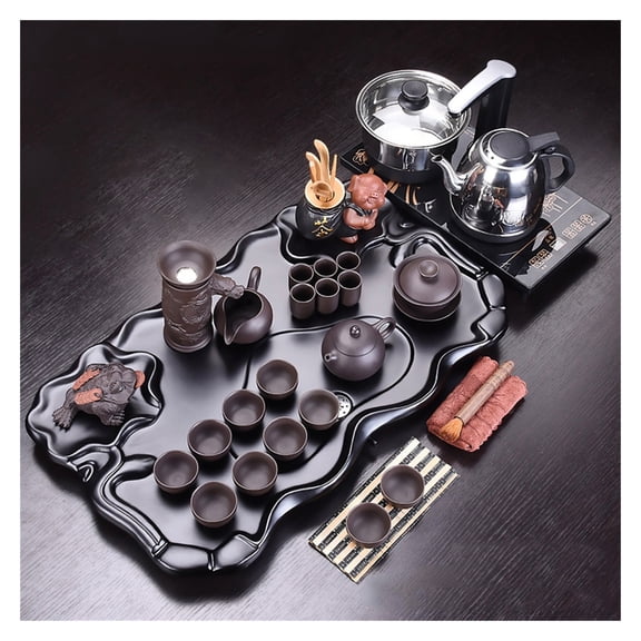 Tea Sets,Tea Set Tray Kung Fu Tea Sets, Wooden Automatic Kung Fu Tea Set, Full Set Of Small Tea Ceremony Tea Tray Tea Set, Small Coffee Table, Simple Tea Set, Water Heater, Tea Cup