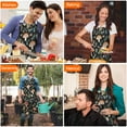 thumbnail image 4 of Brown Mushroom Flower Black Pattern Apron-Garden Aprons for Women with Pockets-Cotton Linen Waterproof Kitchen Cooking Gardening Aprons Adjustable for Kitchen,Cooking,BBQ and Salon 33x27 Inch, 4 of 7