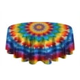 thumbnail image 5 of Colorful Tie Dye Floral Mandala Round Tablecloth 60"x60",Wrinkle Wipeable Table Cloth for Kitchen Dining Room Picnic Patio Party, 5 of 6