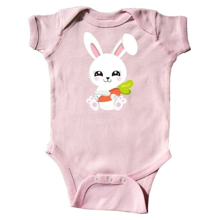 

Inktastic Cute Bunny White Bunny Bunny With Carrot Rabbit Gift Baby Boy or Baby Girl Bodysuit