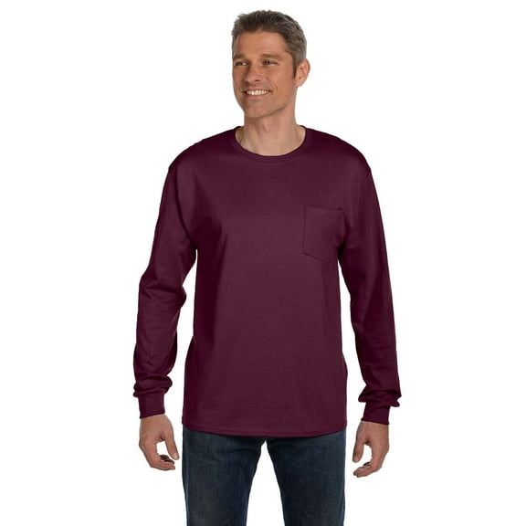 Hanes 5596 Men'S 6.1 Oz. Long-Sleeve Pocket T-Shirt
