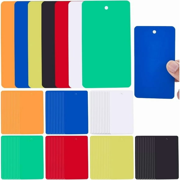 140Pcs 7 Colors Blank Shipping Tags Waterproof Plastic Tags Colorful Rectangle 5 x 9cm Black Big Identification Name Tag Wires Labels for Identify Name ID Card Handbag Luggage Outdoor Tagging