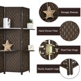 thumbnail image 4 of Giantex 6 Panels Room dividers, 6Ft Hand-Woven Fiber Freestanding Wall Divider, Portable Wooden Partition Separators, Brown, 4 of 6