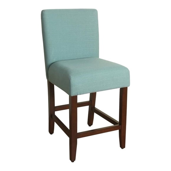 HomePop Tabouret de Bar de Comptoir Traditionnel en Bois et Tissu de 39,5 Po, Bleu Aqua