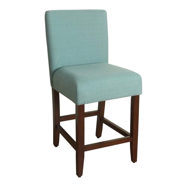 HomePop 39.5" Traditional Wood and Fabric Counter Height Barstool in Aqua Blue