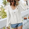 thumbnail image 6 of jtjvou V-neck Button Contrasting Knitted Cardigan Jacket Long Sleeved Lightweight Casual Outerwear Comfortable Stylish Knitted Jacket for Daily Wear White S, 6 of 9